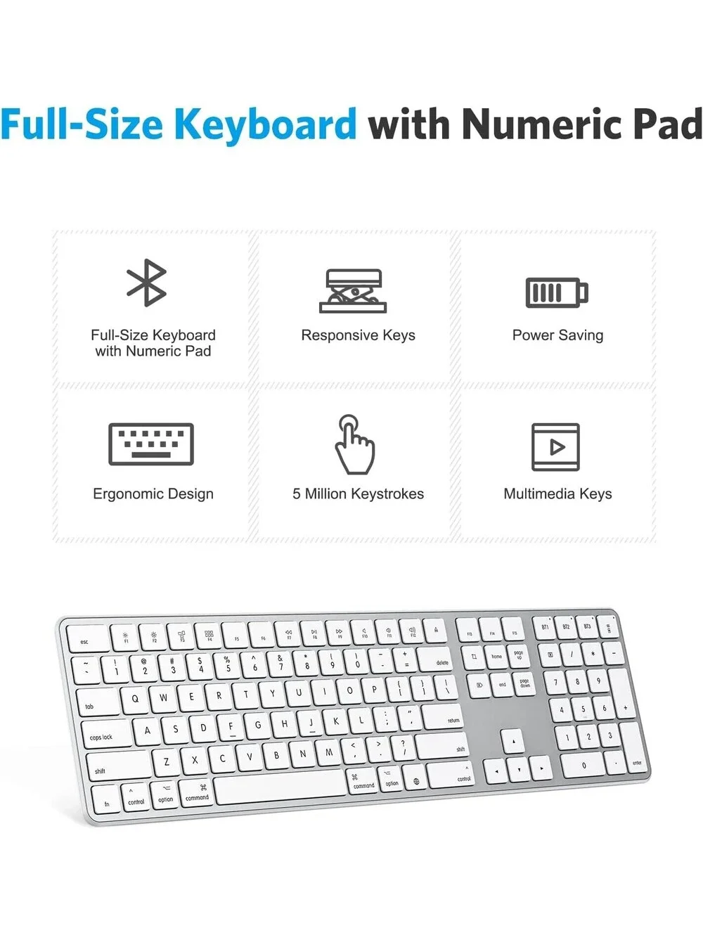 Omoton KB515 Full Size Wireless Keyboard White